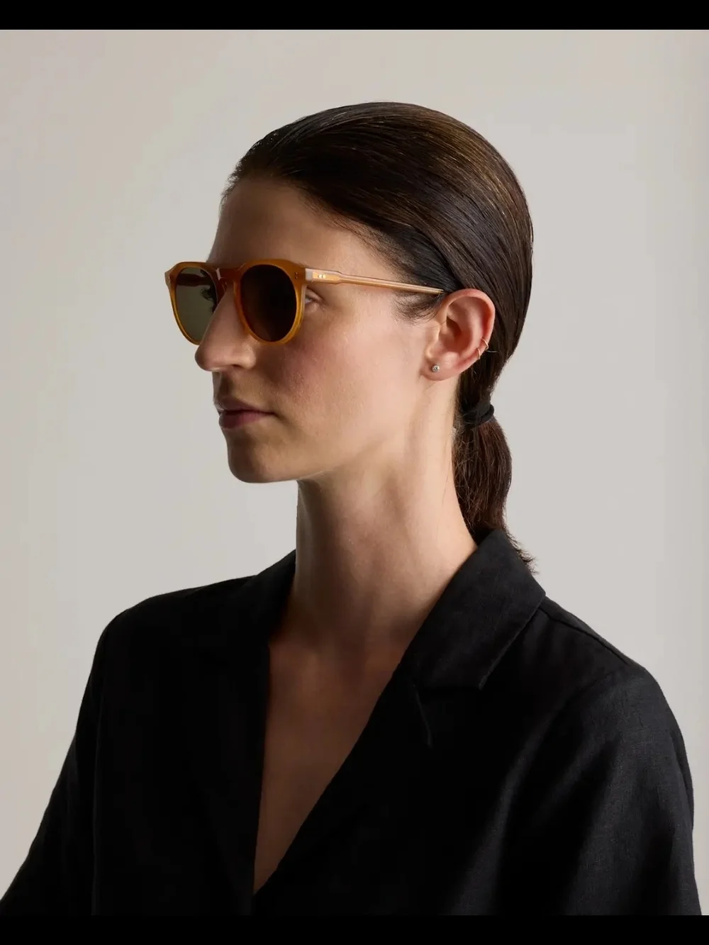 Quince Tahiti Polarized Acetate Sunglasses Honey with Green Lens NIB